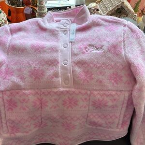 Victoria secret pink button fleece fairisle pullover